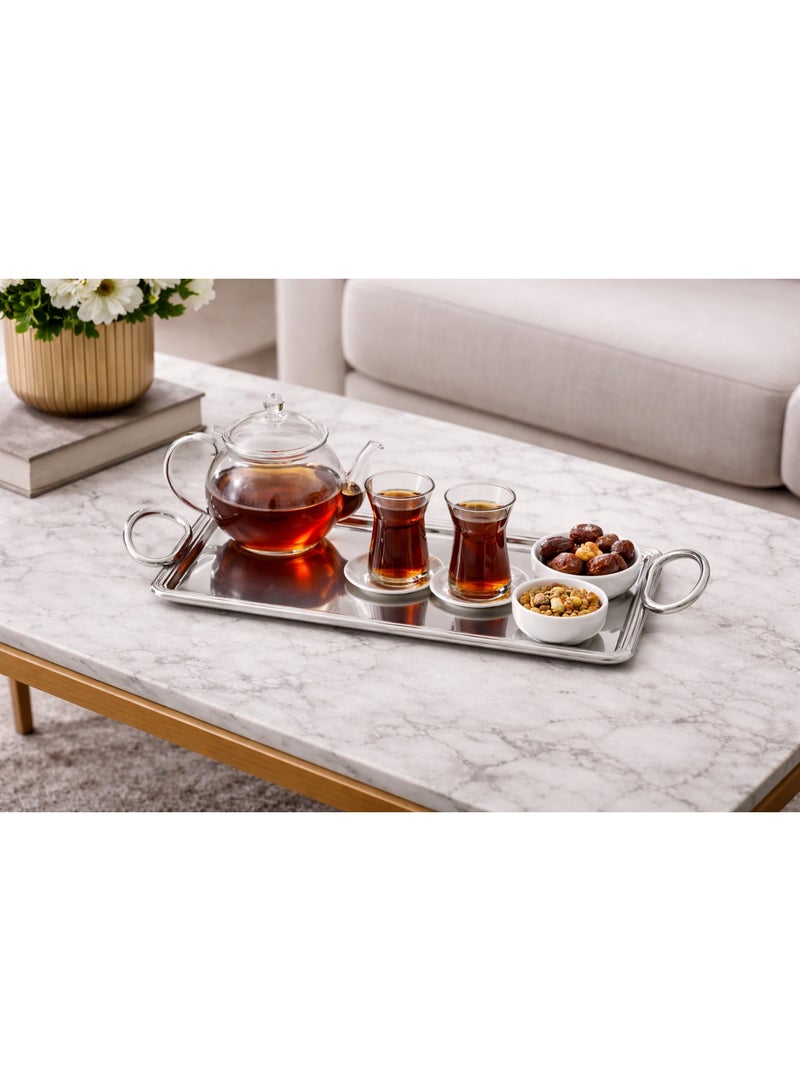 Dania ✨ Luxury Stainless Steel Serving Tray with Elegant Handles - Image 1